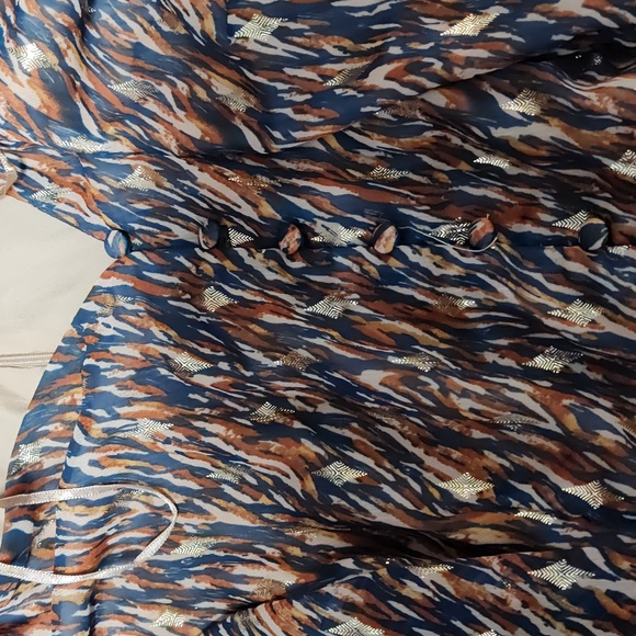 Vince Camuto Plus Size Metallic Printed Maxi Dress - Classic Navy 2x/3X - Picture 4 of 12